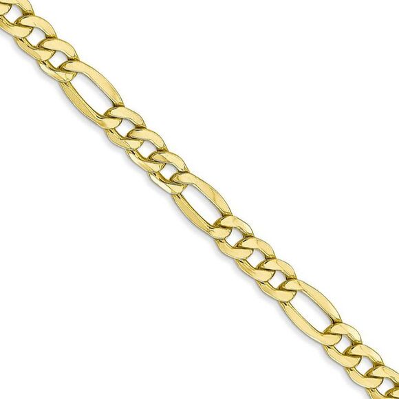10k Yellow Gold 5.35mm Hollow Figaro Chain Necklace 20 Inch